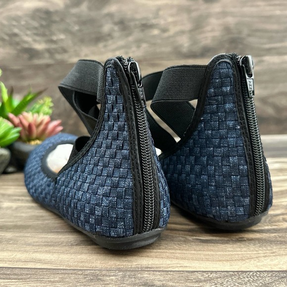 NIB Bernie Mev 39 7.5-8 Monica Ankle Strap Woven Comfort Ballet Flats Jean - Picture 7 of 10